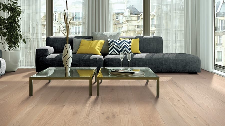 Hardwood flooring in a modern living room