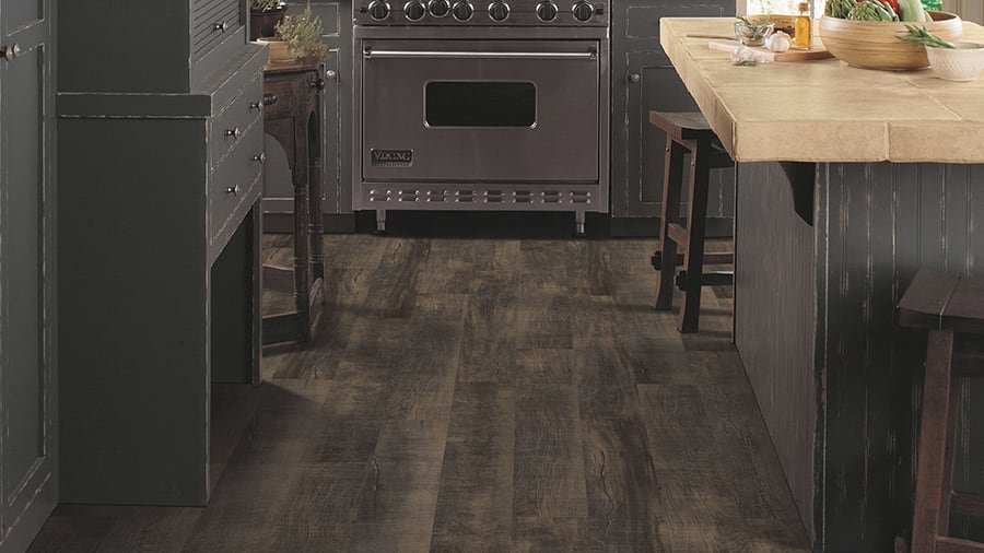 Luxury vinyl plank flooring in a kitchen